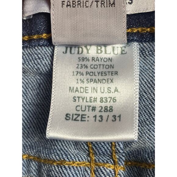 Judy Blue Women's Dark Wash‎ Denim Tapered Leg Raw Hem Jeans Size 13/31 - Picture 4 of 9